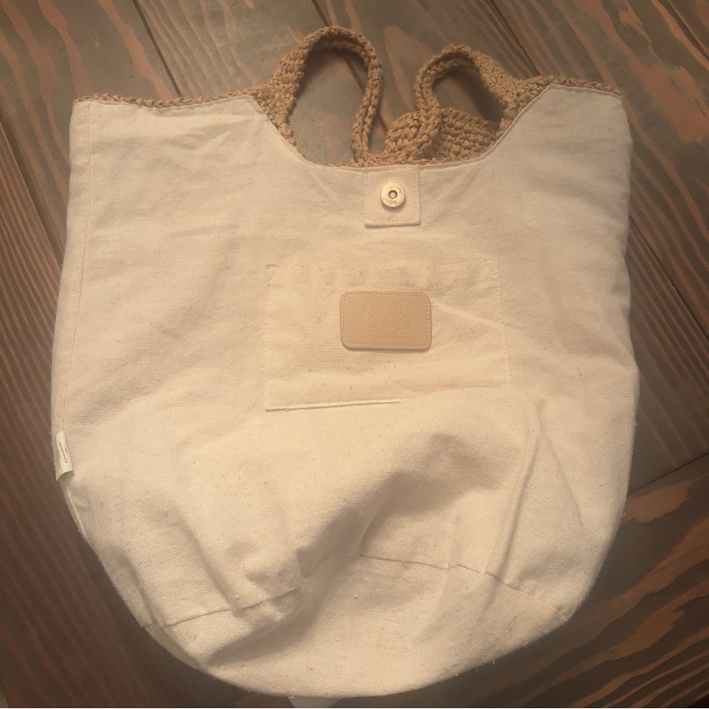 BTB Los Angeles Straw Tote Bag Woven Beach Coastal Boho Large Shoulder Bag - Picture 5 of 6